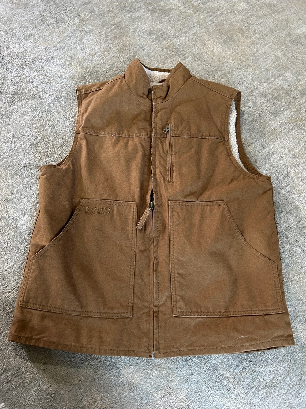 RedHead Brown Sherpa-Lined Soft Canvas Work Vest